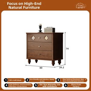 QUYUAN | Vintage French Style Solid Wood Chest Storage Cabinet