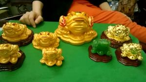 Tượng Cóc Ba Chân ngậm tiền-Thiềm Thừ Bát Quái ngang 16cm