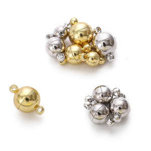 1Set Plated Brass Charms Round Strong Magnetic Clasps Fit Bracelets Necklace End Clasp Connectors For Makings Leather Bracelet Necklace DIY Jewelry Making