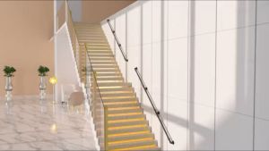 【การขนส่งภายในประเทศ】ราวบังโคล่เหล็กดำต้านทานการลื่นพร้อมท่อเหล็กเคลือบสังกะสีสำหรับอุตสาหกรรมติดตั้งบนผนังสำหรับบันไดภายในอาคาร