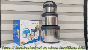 Vogvigo 3-Piece Set Of Stainless Steel Fresh-Keeping Pot Large-Capacity Handle Insulation Bucket Lunch Box