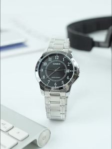 Đồng Hồ Thạch Anh Chống Thấm Nước Dành Cho Nam Casio Dây Đeo Bằng Thép Không Gỉ Thông Thường Chức Năng Báo Thức Chronograph Mặt Số Hardlex Tròn MTP-V001D-1B