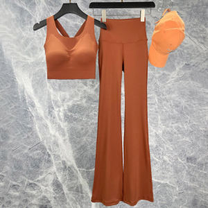 ชุดโยคะสำหรับผู้หญิง ชุดโยคะ Pilates แห้งเร็ว กางเกงขายาวทรงหลวม เสื้อคลุมกันหนาวแบบสายเดี่ยว ฤดูใบไม้ผลิและฤดูร้อน