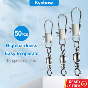 Byshow 50PCS Essential Fishing Pins Fishing Line Connector Pin Set with Hanging Snap Swivels and Solid Rings - Interlock Buckle Tackle for Easy Tackle Change Perfect for Any Fishing Enthusiast snap swivel fishing