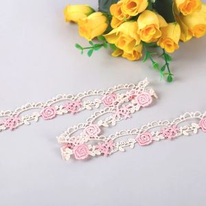 2 Yard Rose Hollow Embroidered Lace DIY Trimming Crafts Fabric Accessories Pink Beige Lace Wedding Decoration Wholesale