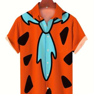 Fashion Tie Geometric Graphic Print Shirt Hawaiian Comfy Mens Button Summer Streetwear Men Clothes