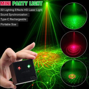 2PCS Mini Laser Party Lights Rechargeable Portable Stage KTV Disco Lamp Atmosphere Laser Lights Flash for Party Xmas Wedding Bar