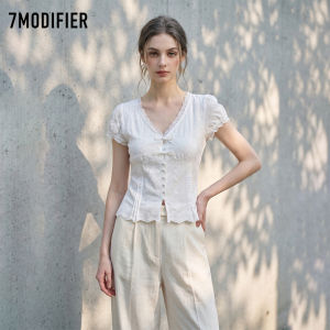 7.Modifier | Áo Đa Năng Tay Bồng Viền Ren Có Nút Mùa Hè