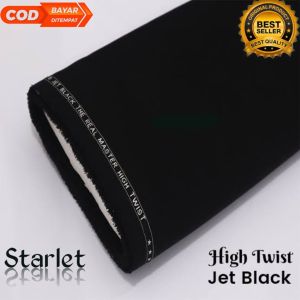 Kain JETBLACK SETARLET Premium High Twist per125meter bahan pakaian formal Jas Celana Blazer Jaket