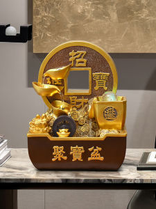 New Chinese Style Wealth Attracting Water Flow Ornaments Circular Water Living Room Entrance Feng Shui Wealth Gift