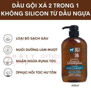 Dầu gội xả 2in1 từ dầu ngựa Kumano Horse Oil Non Silicon Rinse In Shampoo 600ml Nhật