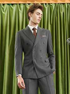 Half-canvas Double-breasted Grey Autumn Winter Suit