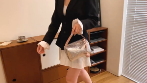 Korean INS Silver Pink Handbag Organizer for Women Large Capacity Portable Fashion PU Leather Makeup Storage Bag Cosmetic Bag Toiletry Bag