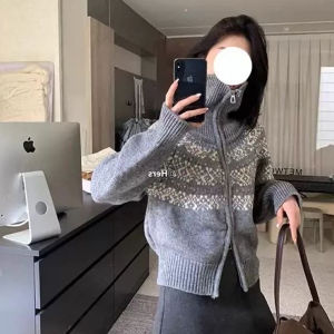 Elegant Christmas Red Long Sleeve Knitted Open Cardigan Womens Fashionable Winter Sweater High-End European Brand Cashmere