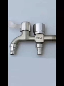 Kepala Keran Air 2 Cabang Katup Double Ganda Engkol 1/2 Inch Stainless 304 Stop Kran Tap Faucet Mesin Cuci Jet Shower Bidet WC Toilet Closet Jongkok Wastafel