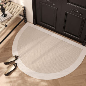พรมทรงครึ่งวงกลมสไตล์วินเทจ VIKAMA - พรมปูพื้นกันฝุ่นสำหรับห้องนั่งเล่น ห้องนอน แผ่นรองประตูทางเข้าบ้าน ของตกแต่งบ้าน