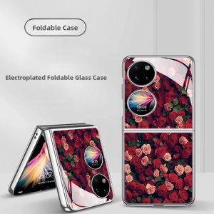 Sup&LV | Fashionable Red Rose Huawei Pocket2 Folding Phone Case Womens New Style High-End Sensation Protective Cover For Huawei P50 PocketS
