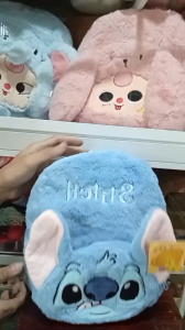 Balo lông mầm non Stitch tai hồng cho bé
