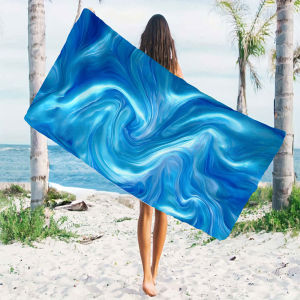 BILIBILI | Bright Blue Liquid Marble Quick Drying Microfiber Beach Towel Lightweight for Swimming Camping Yoga - Bath Towel