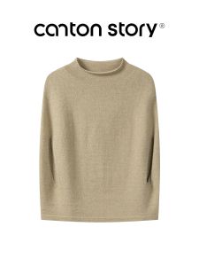 Cantonstory | Áo Sweater Knitted Cổ Đứng Slim Fit American Vintage Thu