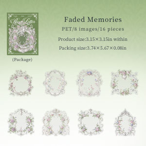 16 pcs Rococo Letter Series Border PET Sticker Retro Flower Frame Decorative Stickers DIY Scrapbooking Diary Phone Case Collage