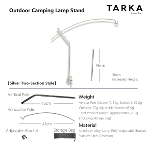 TARKA Detachable Camping Light Hanger Direction and Length Adjustable Light Stand Novelty Lightweight Lighting Lantern Holder