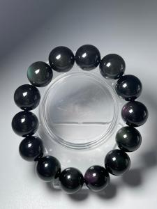 Natural Crystal Rainbow Obsidian天然水晶 彩曜石 手串 16m