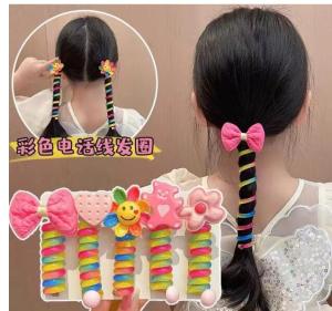 ยางรัดผมยางมัดผมหางม้าน่ารักสำหรับเด็กยางมัดผม เครื่องประดับผมสายโทรศัพท์ที่คาดผมของผู้หญิง