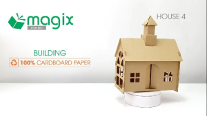 MFK07D - 19x14x25 cm - Mô hình ngôi nhà lắp ráp từ bìa carton cao cấp nhà giấy carton mini sáng tạo