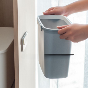 No-Trace Adhesive Wall-Mounted Anti-Slip Kitchen Bathroom Trash Can Long-Tube Shape Storage Bucket for Household Cleaning Tools