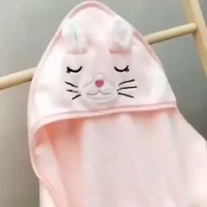 80CM Baby Bath Towel with Hoodie Cartoon Animals Bathrobe 100% Cotton Air Condition Swaddle Wrap Blanket Baby Beach Hooded Towel