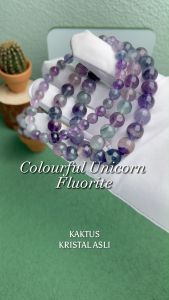 KAKTUS Kristal Asli Colorful Unicorn Fluorite Crystal Bracelet