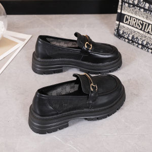 Black Breathable Thin Summer Loafers Womens Shoes Comfortable Casual round Toe mid Heel Rubber Outsole Fashionable Airy Design