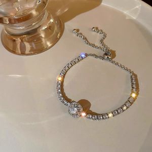 Exquisite micro inlaid zircon titanium steel bracelet for women light luxury niche high-end adjustable drawstring