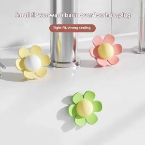 🔥4Pcs Silicone Flower Sink Overflow Hole Plug Kitchen Sink Overflow Hole Insect Proof Plug- Personalized Bathroom Washbasin Flower Shaped Spillway Hole Odor Proof Stopper