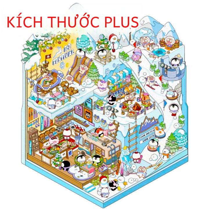 Plus Kích Thước 3D Băng Tuyết Thế Giới Cảnh Dán Cabin Thu Nhỏ 2.5D Cảnh ...