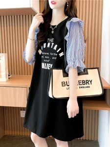 Loose Fit Pure Cotton Short Sleeve T-Shirt Womens Korean Style Summer New Lazy Style Mid-Length Printed Casual Top