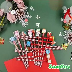 Bộ 5 Bút chì kèm tẩy noel chủ đề giáng sinhhình cây thông ông già noel người tuyết quà tặng đồ dùng học sinh Samcos