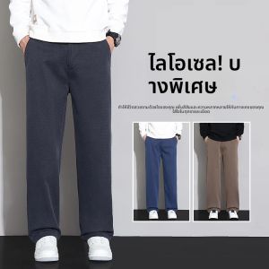 บุรุษไลโอเซลล์หลวมตรงกางเกงยีนส์ขากว้าง 2025 ฤดูใบไม้ร่วงฤดูหนาวยืดเอวสบายอเนกประสงค์กางเกงลำลอง PLUS ขนาด 38