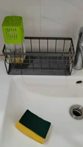 (COD)Plastic Kitchen Sink Drain Rack Combine Sponge Holder Bathroom Organizer and Dish Rack#ZWL01