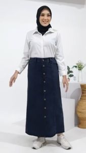 rok jeans kancing depan full size L XL XXL