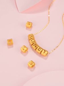 ZHOU LIU FU 周六福 Mini Charme NEW Alphabets Numerics 24K Solid Gold Charms Bracelets Letters Bracelet Beads Pure Gold Jewelry Charm for Necklaces Bracelets Pendants (Buy 1 charm free 1 bracelet)
