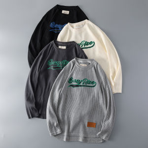 เสื้อยืดคอกลมแขนยาวผู้ชายผ้าฝ้ายแท้ฤดูใบไม้ผลิและฤดูใบไม้ร่วงแฟชั่นเสื้อเชิ้ตสไตล์ลำลองสำหรับเยาวชนที่สวมใส่สบาย