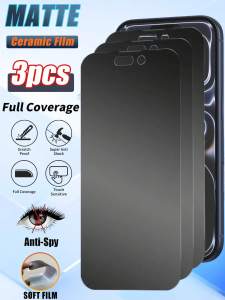 3Pcs Full Coverage Matte Ceramic Privacy Screen Protector Compatible With IPhone 17/17 Air/17 Pro/17 Pro Max Non-Glass