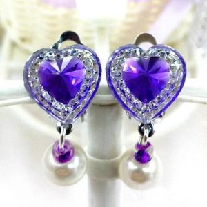 New Pretty Kids Princess Style Ear Clip No Pierced Female Shiny Love Heart Diamond Jewelry Earrings Accessories Women Gifts