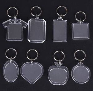 【Ready Stock】1pc Acrylic Insert Photo Keychain Customized Name Couple Girlfriends Custom Frame Handmade DIY Pendant Split Ring Key Chains