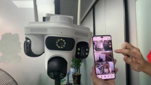 Camera IP PTZ Đen Trắng 35MP 7 Ống Kính 4 Màn Hình WiFi Không Dây 18K Camera An Ninh Ngoài Trời CCTV Với Zoom 30X Âm Thanh Hai Chiều