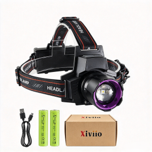 Ultra Bright Headlight 9990000000LM 30W+4*XPG Purple Light Headlamp Rechargeable Head Torch Fishing Hunting Outdoor Work Lamp