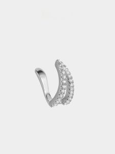Voyage Luxury Diamond-Embellished Clip-On Ear Cuff for Women Unique Minimalist Design High-End Cold Beauty Ear Accessory