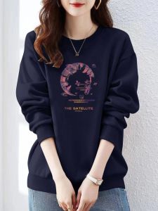 เสื้อฮู้ดผู้หญิงผ้าฝ้ายแท้ 100% อบอุ่น เสื้อชั้นในแบบสวมหัว ทรงหลวม ปกติ เสื้อเชิ้ตฤดูใบไม้ร่วง/ฤดูหนาว เสื้อคลุมกันหนาว